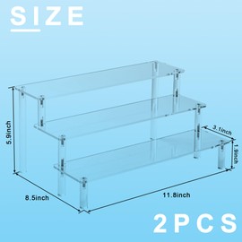 2PCS Acrylic Risers Display Stands, 3 Tier Perfume Organizer Display Shelf & Versatile Cupcake Stand Holder, Display Risers for Figures, Dessert Shelves for Party for Decoration and Organizer