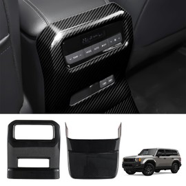 GearUp Rear Air Vent Outlet Panel Anti-Kick Trim Cover for Toyota Land Cruiser 250 1958 2024 2025 Rear Button Decorative Cover Carbon Fiber Printing