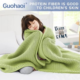 Guohaoi Knitted Weighted Blanket(Light Green 50"x60" 5lbs),Home Décor Cooling Throw Blanket for Hot Sleepers,Hand Made Chunky Knit Heavy Blanket Use on Twin Size Bed