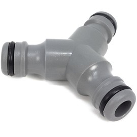 com-four® Set 01 Y-Valve for Connecting Three Hoses, Y Splitter for Hose Junction, Water Connection Distributor, Grey, 13 mm (1/2 Inch) and 19 mm (3/4 Inch) (Set01 - Y Splitter)
