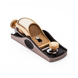 Kings County Tools Low Angle Cast Iron Block Plane | 1/8" Blade with Brass Knobs and Cap | Make Thin Wood Shavings | Made in India