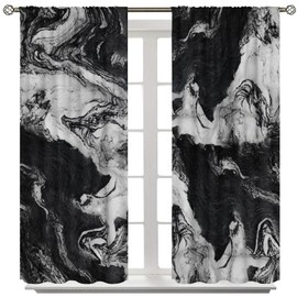 Yoakiet - Cortinas opacas de mármol negro, gris, tinta, clásico, con textura abstracta de lujo, impresión artística, opaca, con bolsillo para barra, cortinas de tratamiento de ventana, para recámara,