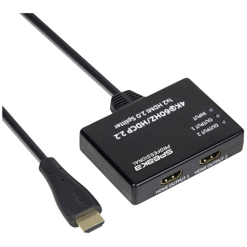 SpeaKa Professional SP-9443508 1+2 Port HDMI splitter Black