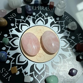 XIANNVXI 2.4" Large Rose Quartz Crystal Stone Polished Palm Healing Gemstone 0.7" Thick Pocket Worry Stone Crystal for Massage Reiki Stress Relief Balancing Meditation Accessories