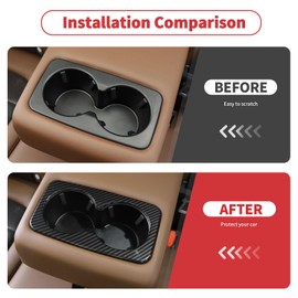 Linskip Rear Cup Holder Decor Cover Compatible with Ford Bronco Sport 2021 2022 2023 2024 2025, Bronco Sport Rear Armrest Trim, Bronco Sport Interior Accessories(Carbon Fiber)