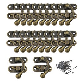 Antique Bronze Hasp, Pack of 20 Antique Clasps, Brass Hasp, Wooden Box Hasp, Antique Lock Padlock, Horn Lock Clasp Hooks, for Wooden Jewellery Box Decorative, Bronze