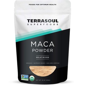 Terrasoul Superfoods Organic Gelatinized Maca Powder, 16 Oz, Hormone Balance, Energy Boost, and Superfood Smoothies with Peruvian Maca Root, Gelatinized for Easy Digestion