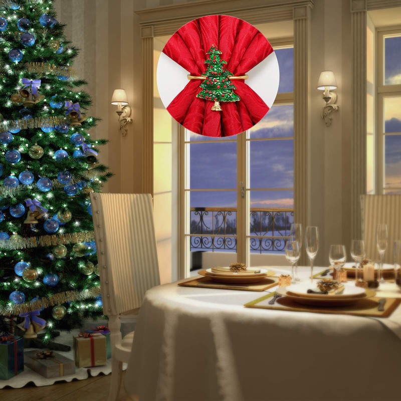 6 Pieces Christmas Napkin Rings Christmas Tree Napkin Rings Holders