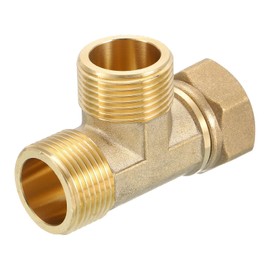 uxcell Brass Tee Swivel Pipe Fitting, G3/4" (Female x Male x Male) 3 Way T-Connector Fitting Coupler for Air Conditioner Refrigeration Plumbing, 1pcs