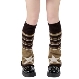 Leg Warmers for Women Girls Kawaii Y2K Leg Warmers Cutecore Gyaru Leg Warmers Goth Lolita Accessories Brown Star One Size