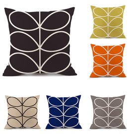YunJeude Cushion Covers 17.7 x 17.7 inches (45 x 45 cm), Nordic Set of 4, Stylish Cute Leaf Pattern, Linen, Flax, Geometric Pattern, Modern Simple Zipper, Home Decor, Car Room Decor, Four Seasons,
