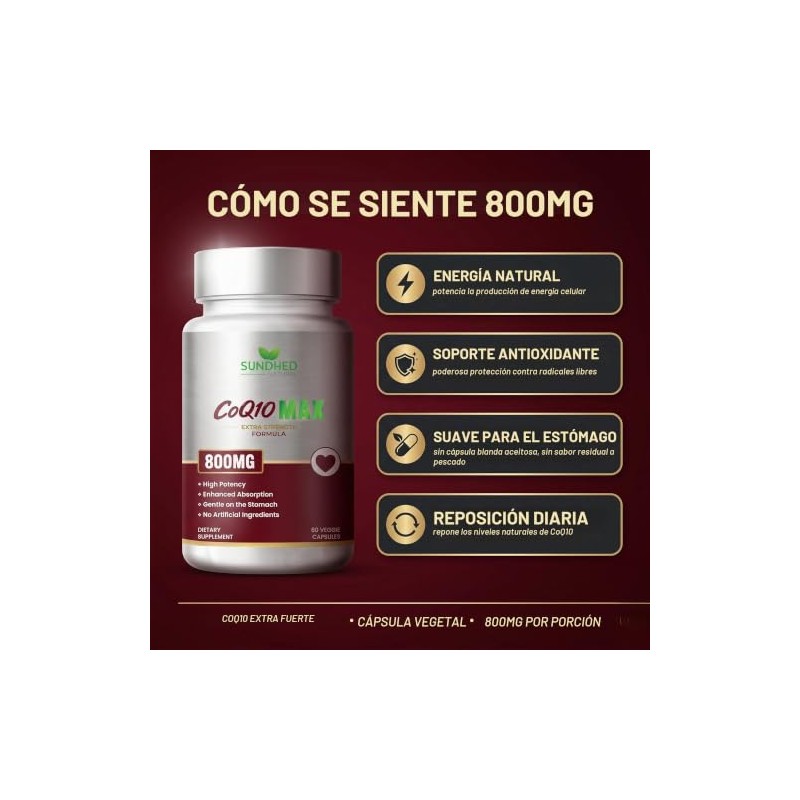 CoQ10 Max 800 mg - Suplemento Alimenticio con Coenzima Q10