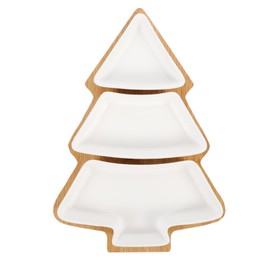 Cabilock Christmas Tree Platter Ceramic Serving Tray Porcelain Removable Snack Dishes Cookie Plates Holiday Party Dessert Dinnerware with Base for Appetizer Snacks Fruit Dessert