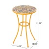 Yellow Outdoor Side Table with Colorful Tile Mosaic Top and
