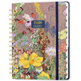 FULLVINTAGE 2026 Diary - Diary 2026 Week to View, January to December 2026, A5 Planner with Spiral Binding, Monthly Tabs, Inner Pocket, Plan for Work, School or Home