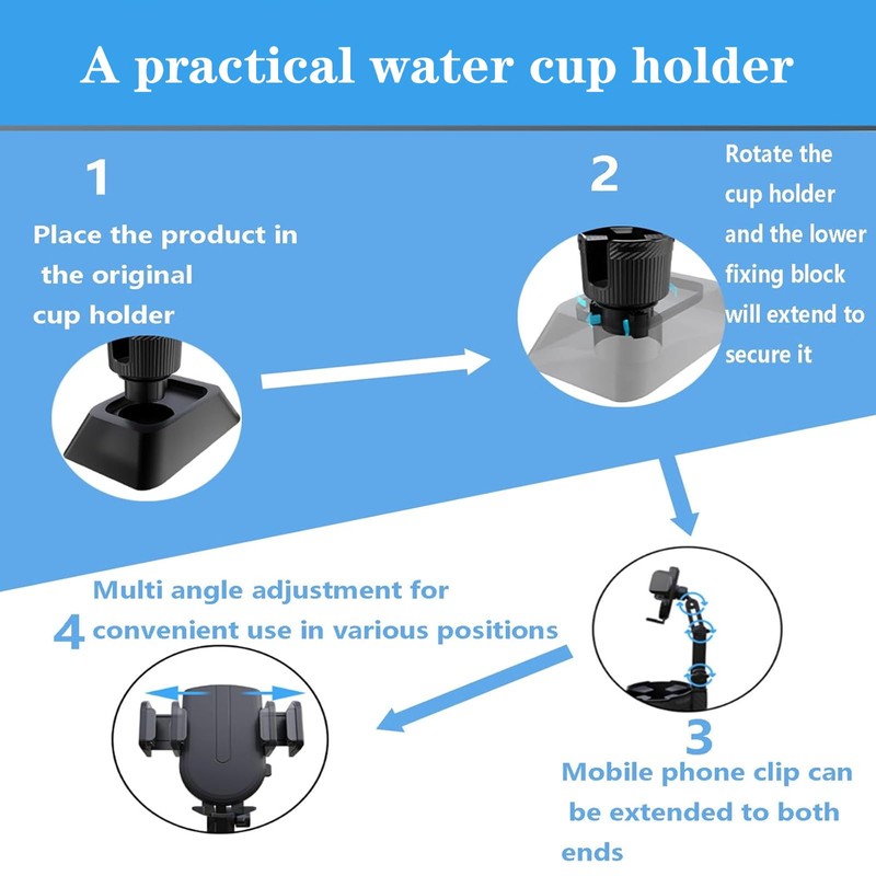 Car Cup Holder Expander with Phone Holder for Vehicles -