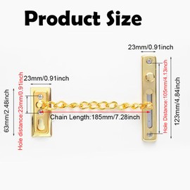 Door Chain Lock Stainless Steel Internal Door Chain Anti Theft Latch Chain Door Lock with Spring and Screws for Hotel Home Living Motel Apartment Bedroom (Black)