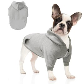meioro Hoodies for Dogs Warm Zipper Hooded Pet Clothes Sweater Dog Cat T-Shirt Cute Pet Hoodies Apparel French Bulldog Pug (XL, Grey)