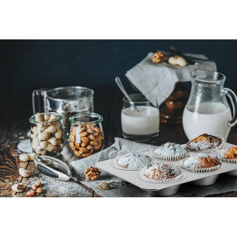 Leonyo 6-Cup Cupcake Pan, Stainless Steel Standard Size Cupcake Pans