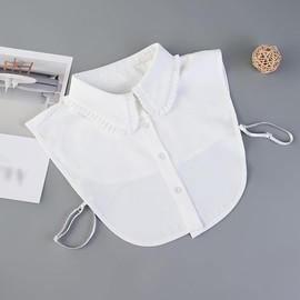 JIHUOO Women's Half Shirt Blouse False Collars Fake Detachable Collar Removable Choker Blouse Top Perfect for Sweaters White