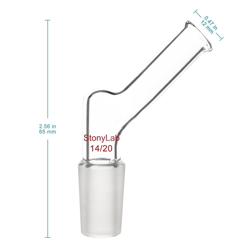 stonylab Angled Glass Adapter, Borosilicate Glass Pouring Adapter with 14/20