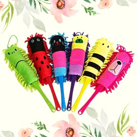 Falfade Handy Mop, Dust Removal, Wiper, Wind Mop, Fluffy, Cleaning Tool, Microfiber, 3-Piece Set, Dust, Dust, Washable, Large Cleaning, Air Conditioner, Car Interior Windows, Angle, Washable, Removing Floor, Handy Main Unit, Red Green Yellow