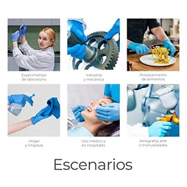 Raganet, 200 Guantes de Vinil Nitrilo Azul de Alta Calidad, Sin Látex, Sin Polvo, Ajuste Perfecto, Diseño Ambidiestro, Resistentes y Desechables, 2 Cajas con 100 Piezas Cada Una (Talla Mediana)