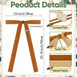 Artmag - 12 lazos de terciopelo de Navidad grandes de 23.6 x 15.7 pulgadas, corona de escalera rústica para chimenea, lazos clásico para decoración de árbol de Navidad, decoración de interiores y
