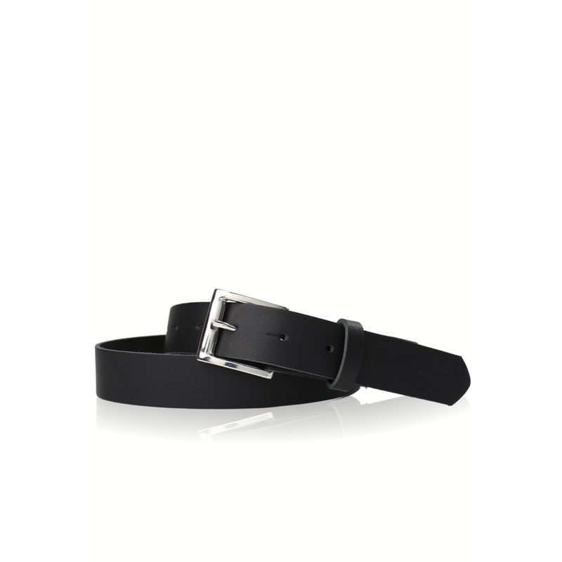 FRONHOFER Timeless dress belt, real cowhide leather, sleek silver buckle,