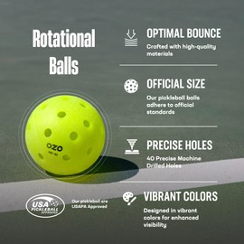 OZO Pickleball - Set of 6 Outdoor Balls 40 Holes Rotational Shape