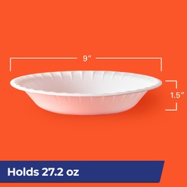 Hefty Everything Bowl, 9 Inch Diameter, 27 Ounce Capacity, 20 Count (Pack of 8), 160 Total