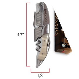 Barvivo White Resin Wine Opener with Foil Cutter Knife & Cap Remover, Double Hinged Manual Wine Key for Bartenders, Servers, Waiters, Stainless Steel Wine Bottle Opener Corkscrew