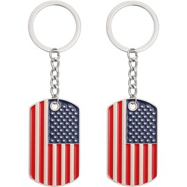 Llavero de la bandera americana, paquete de 2 llaveros patrióticos de Estados Unidos para hombres, regalos de recuerdo para el 4 de julio, día del trabajo, Navidad