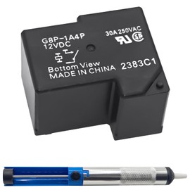 G8P-1A4P-12VDC 30A 250VAC Fully-Sealed PCB Relay Kit with Soldering Sucker Pump - Perfect for PC Board or Panel-Mounted Applications, Solves F01 Code Problem of Dryer