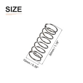DTGN 0.8 x 10 x 30 mm (DxADxL) Compression Spring - 10 Pack - Good for Machines - Spring Steel Extension Spring - Grey