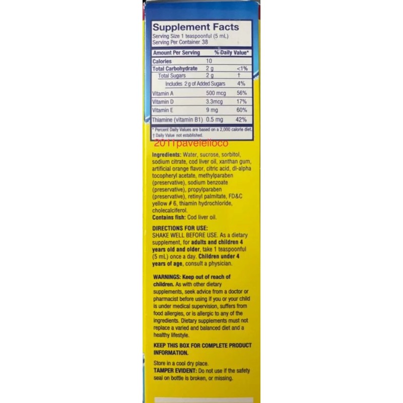 Ballena Azul Orange EMULSION BALLENA AZUL COD LIVER OIL ACEITE