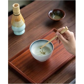 Handcrafted Bamboo Matcha Whisk Set with Ceramic Whisk Holder and Tea Scoop, for Perfect Traditional Matcha Tea Drinking Experience (Matcha Whisk Set of 4)
