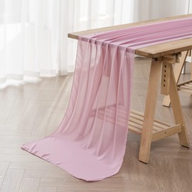 flohar 6Pack 9ft Chiffon Table Runner 14x108 Inch Sheer Romantic Table Runner for Wedding Birthday Party Bridal Shower Outdoor Decoration-Dusty Pink