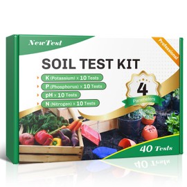 NewTest Soil Test Kit 4 Parameters: Professional Accurate 40 Tests Soil Testing Kits for Lawns Gardening Vegetable Garden for pH Nitrogen Phosphorus Potassium - Soil Tester for Garden Nutrients