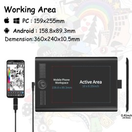 GAOMON M10K PRO Graphic Drawing Tablet Art Painting Board 60° Tilt Express Key