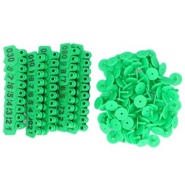 100PCS Cattle Ear Tags Numbered 001‑100 Livestock Animal Ear Tag for Cows Calves Pigs Goats Animal Identification Earring Tagger Green