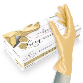 UNIGLOVES FANCY GOLD Nitrile Disposable Gloves, Multipurpose, Powder Free and Latex Free Disposable Gloves, Box of 100 Gloves, Gold, Size L