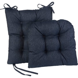 Klear Vu Omega Non-Slip Rocking Chair Cushion Set with Thick Padding and Tufted Design, Includes Seat Pad & Back Pillow with Ties for Living Room Rocker, 17x17 Inches, 2 Piece Set, Indigo