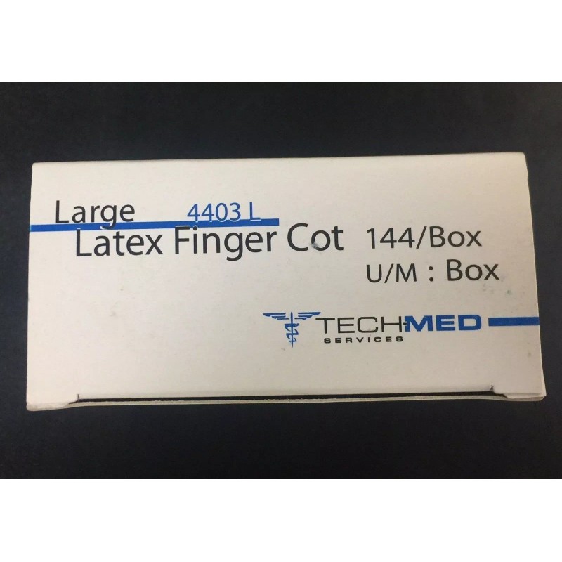 TECH-MED SERVICES LATEX FINGER COTS - LARGE 144/BX