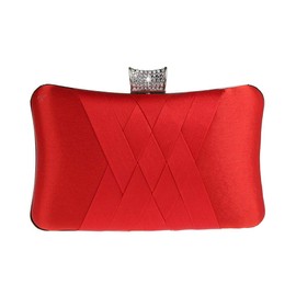 Ro Rox Francesca Retro Vintage Crystal Evening Prom Party Box Clutch Handbag Bag, Red, One Size