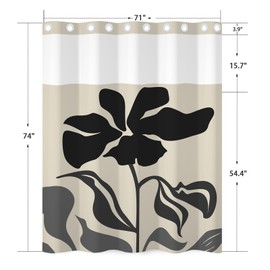 NAEMBCU Abstract No Hook Shower Curtain with Liner 71 x 74 Inch