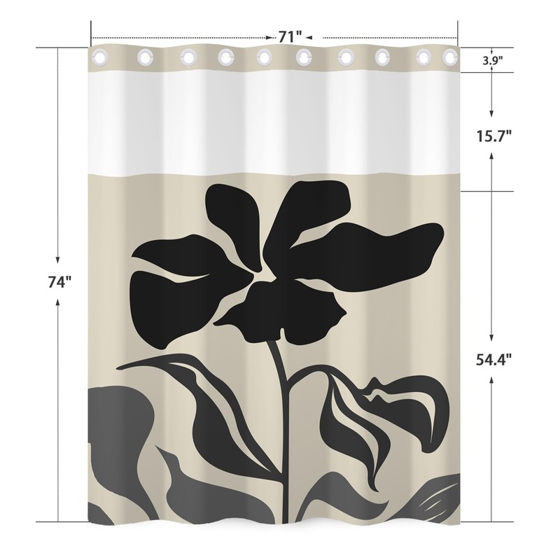 NAEMBCU Abstract No Hook Shower Curtain with Liner 71 x