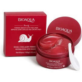 BIOAQUA Parches para Ojos con Baba de Caracol y Colágeno, 80 Piezas, 100 g, para Ojeras y Arrugas