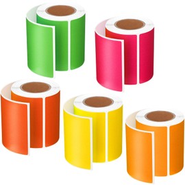 500 Pieces Rectangle Inventory Color Coding Labels 100 Per Roll Fluorescent Name Tag Stickers Thermal Printing Stickers (Fluorescent Color, 2 x 3 Inch)