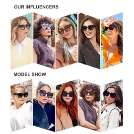 SOJOS Retro Square Cateye Polarized Sunglasses Womens Trendy Oversized Designer Shades SJ2205, Purplish Grey/Gradient Grey